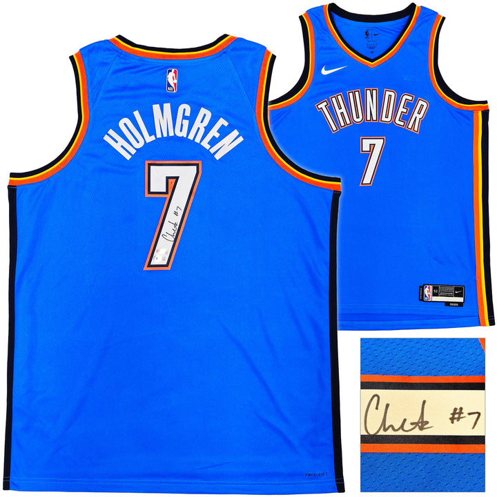 Thunder Chet Holmgren Auto Blue Nike Swingman Icon Edition Jersey Sz 52 Beckett