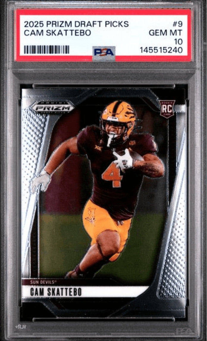 Graded 2025 Panini Prizm Draft Picks Cam Skattebo #9 Rookie Card PSA 10