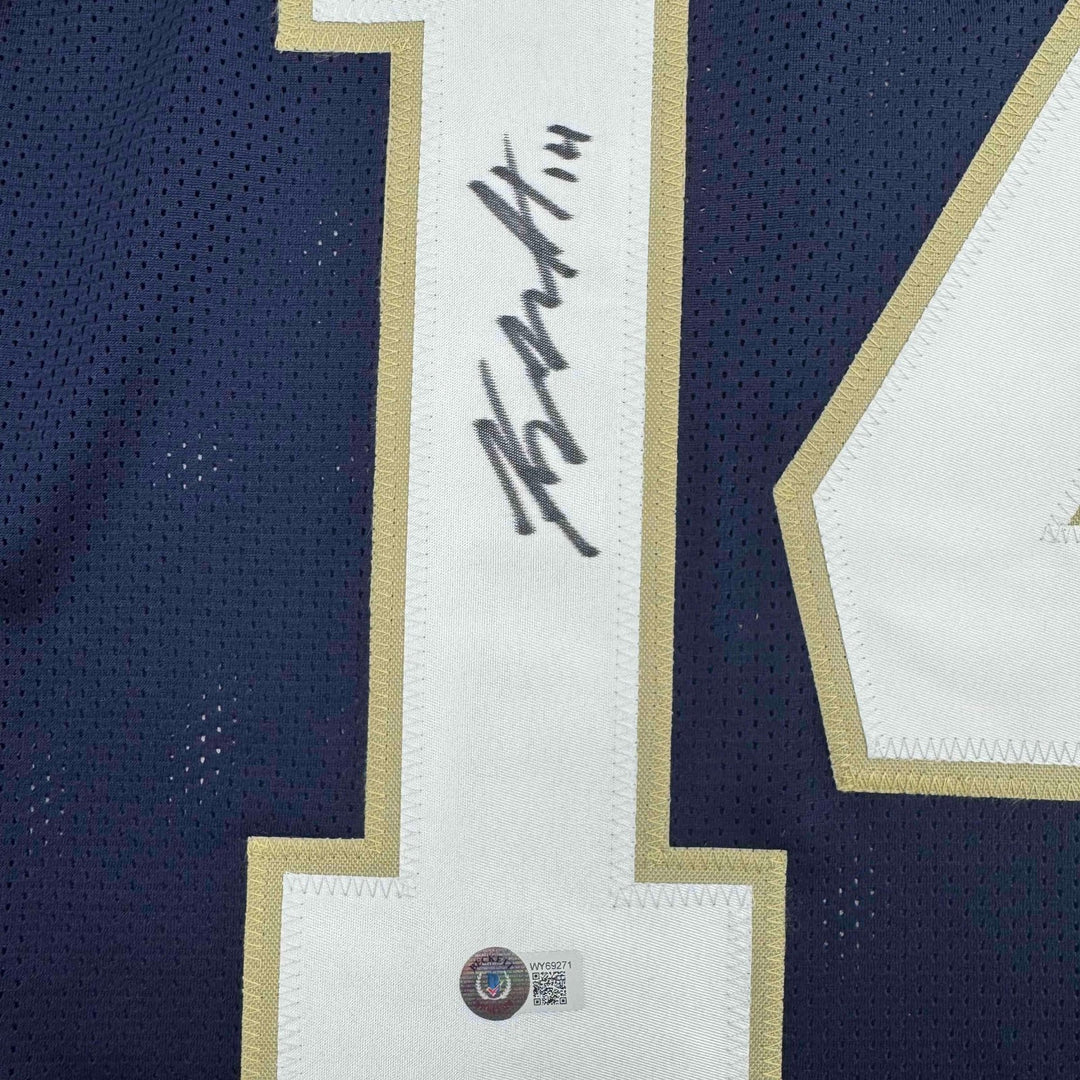 Autographed/Signed Kyle Hamilton Notre Dame Blue College Football Jersey BAS COA