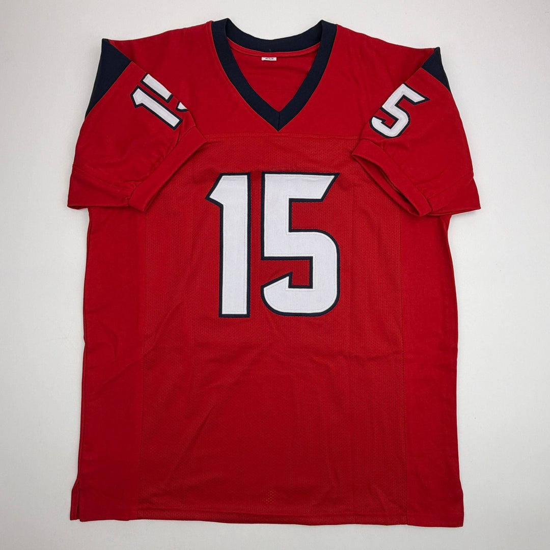 Autographed/Signed Will Fuller Houston Red Football Jersey JSA COA