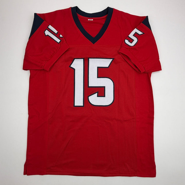 Autographed/Signed Will Fuller Houston Red Football Jersey JSA COA