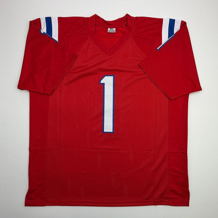 Autographed/Signed AJ Brown New England Red Jersey Beckett BAS COA