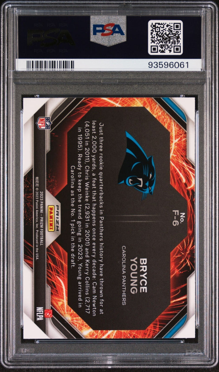 Bryce Young 2023 Prizm Fireworks Green Rookie Card #F6- PSA Graded 10 Gem Mint