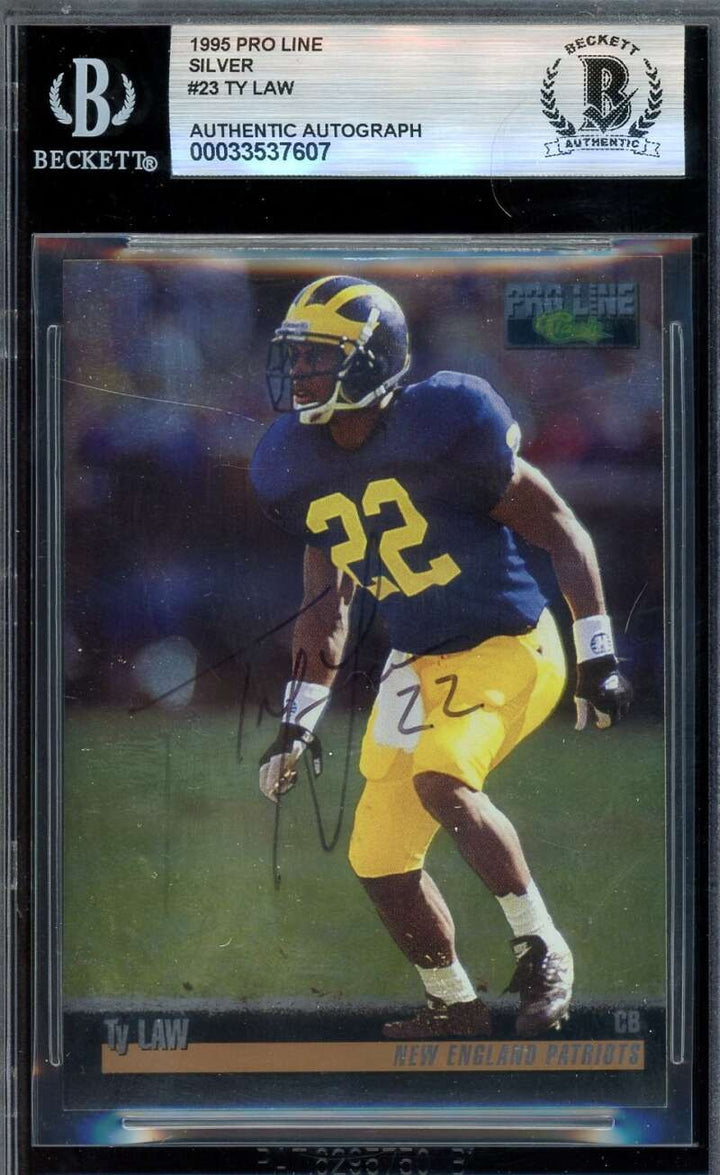 Ty Law Beckett BAS Signed 1995 Classic Pro Line Silver Rookie Autograph