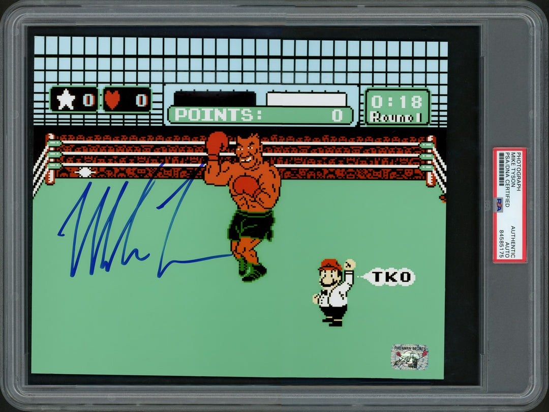 Mike Tyson Signed 8x10 Photo Punch Out Encapsulated PSA/DNA