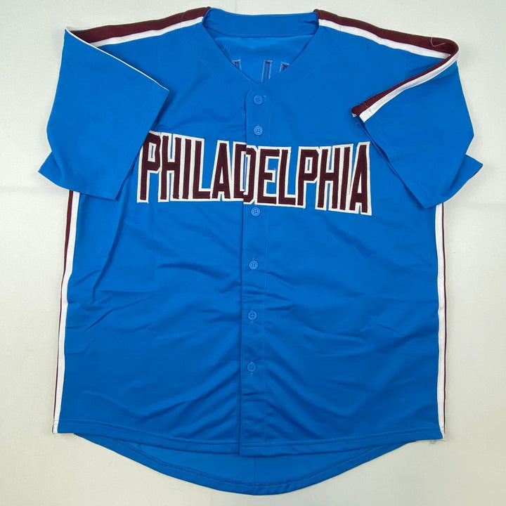 Signed Curt Schilling Philadelphia Retro Blue Jersey JSA COA Auto