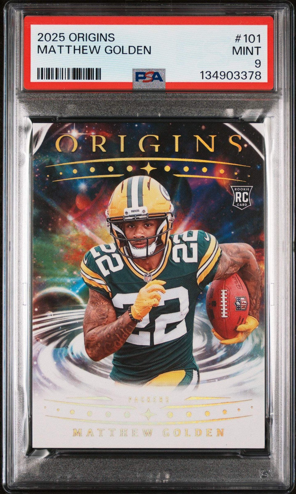 Graded 2025 Panini Origins Matthew Golden #101 Rookie RC Football Card PSA 9