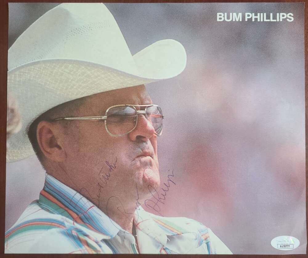 Bum Phillips JSA Coa Autograph 9x10 Photo Oilers Signed