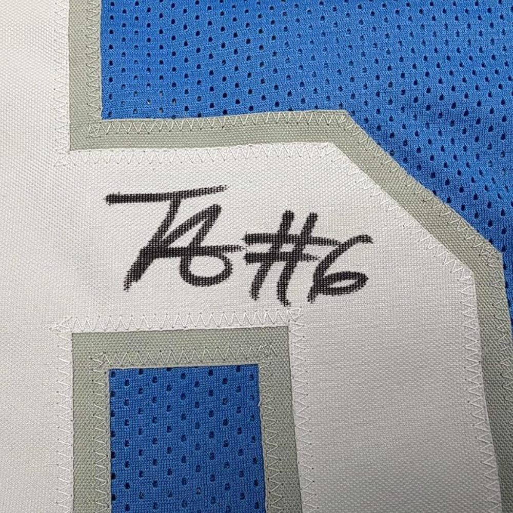 Framed Autographed/Signed Terrion Arnold 35x39 Detroit Blue Jersey Beckett COA
