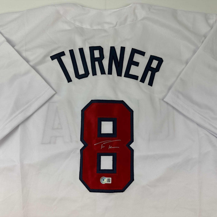 Autographed/Signed Trea Turner USA World Classic Jersey Beckett BAS COA