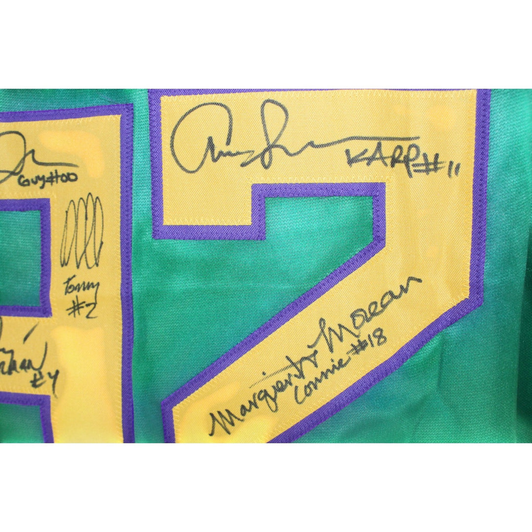The Mighty Ducks Movie Autographed Green Jersey sz XL 8 Sigs Beckett 52785