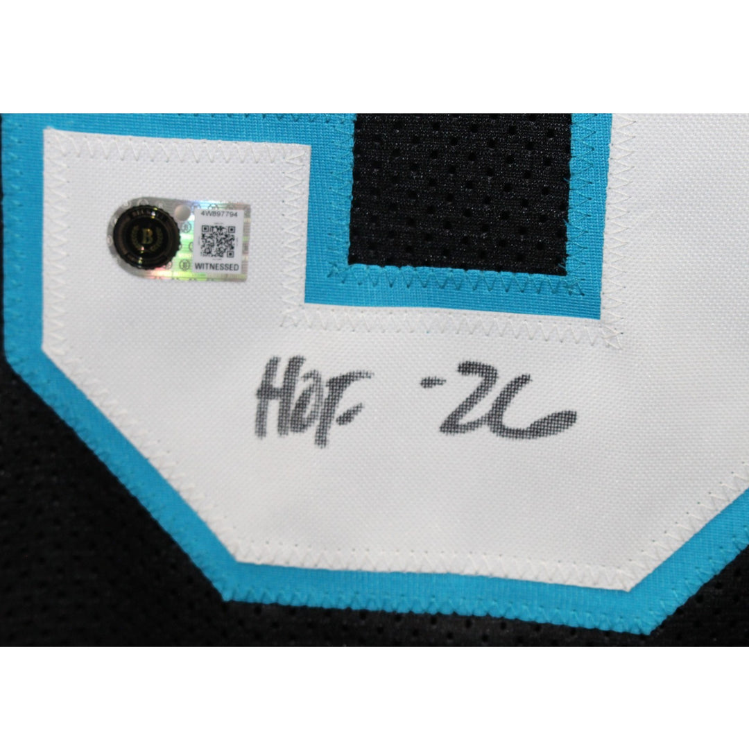 Luke Kuechly Autographed Pro Style sz XL Black Jersey HOF Beckett Witness 56888