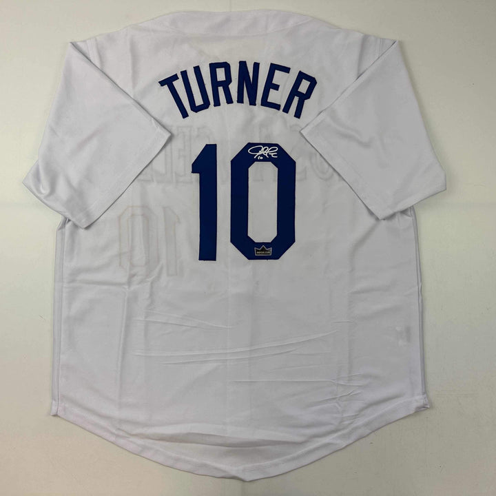 Facsimile Autographed Justin Turner Los Angeles LA White Reprint Jersey Men's XL