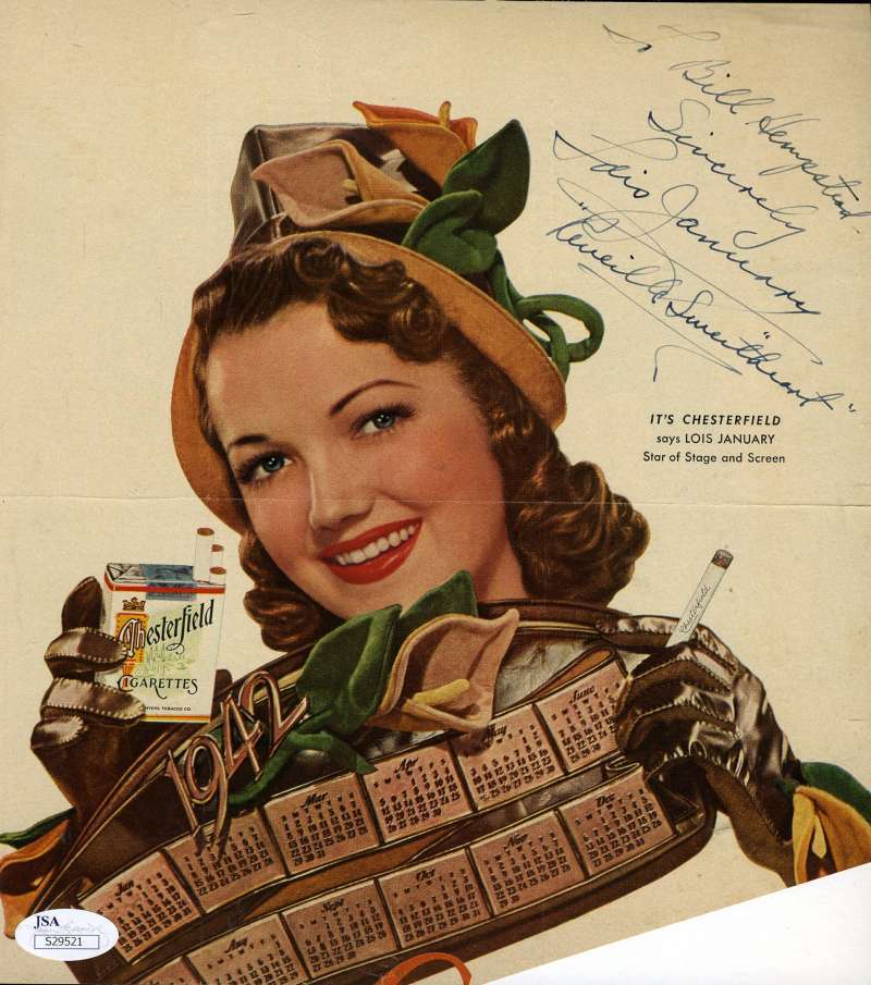 Lois January Jsa Coa Hand Signed 1940`s 8x10 Photo Authentic Autograph