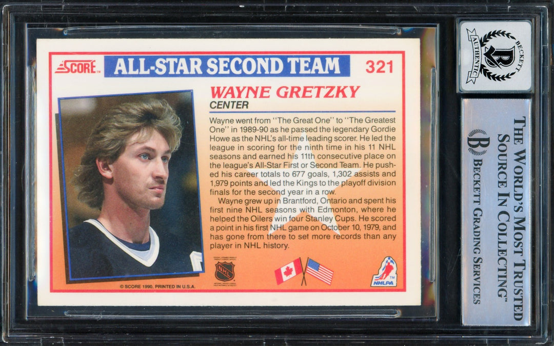 Wayne Gretzky Signed 1990-91 Score Card 321 Los Angeles Kings Auto GM 10 Beckett