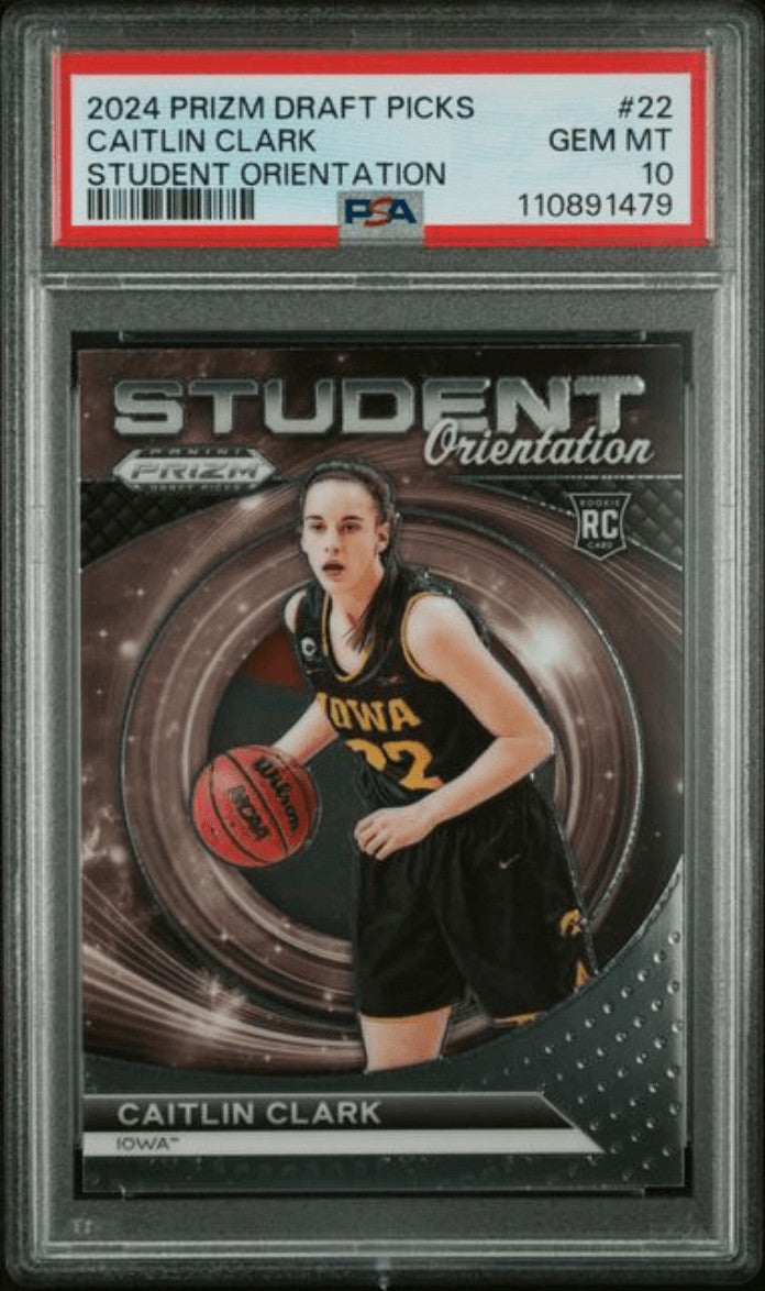 Graded 2024 Prizm DP Caitlin Clark #22 Student Orientation RC Card PSA 10