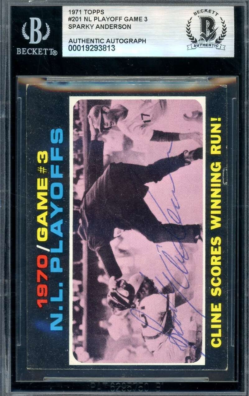 Sparky Anderson Beckett BAS Signed 1971 Topps 1970 Playoffs Autograph