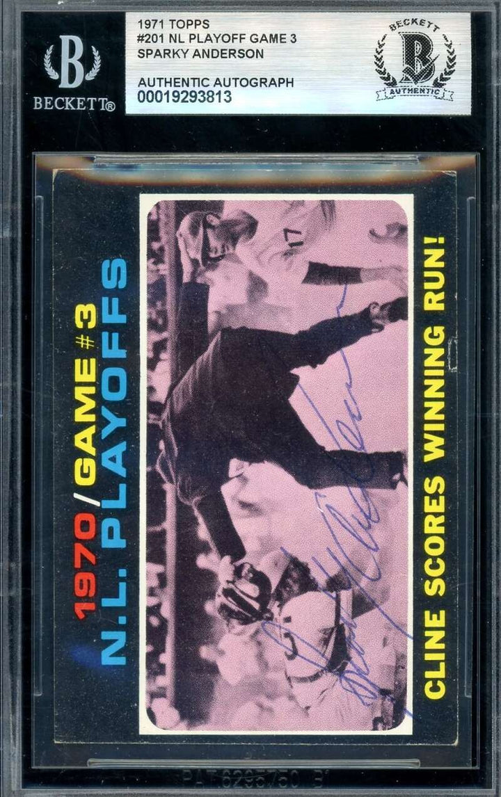 Sparky Anderson Beckett BAS Signed 1971 Topps 1970 Playoffs Autograph