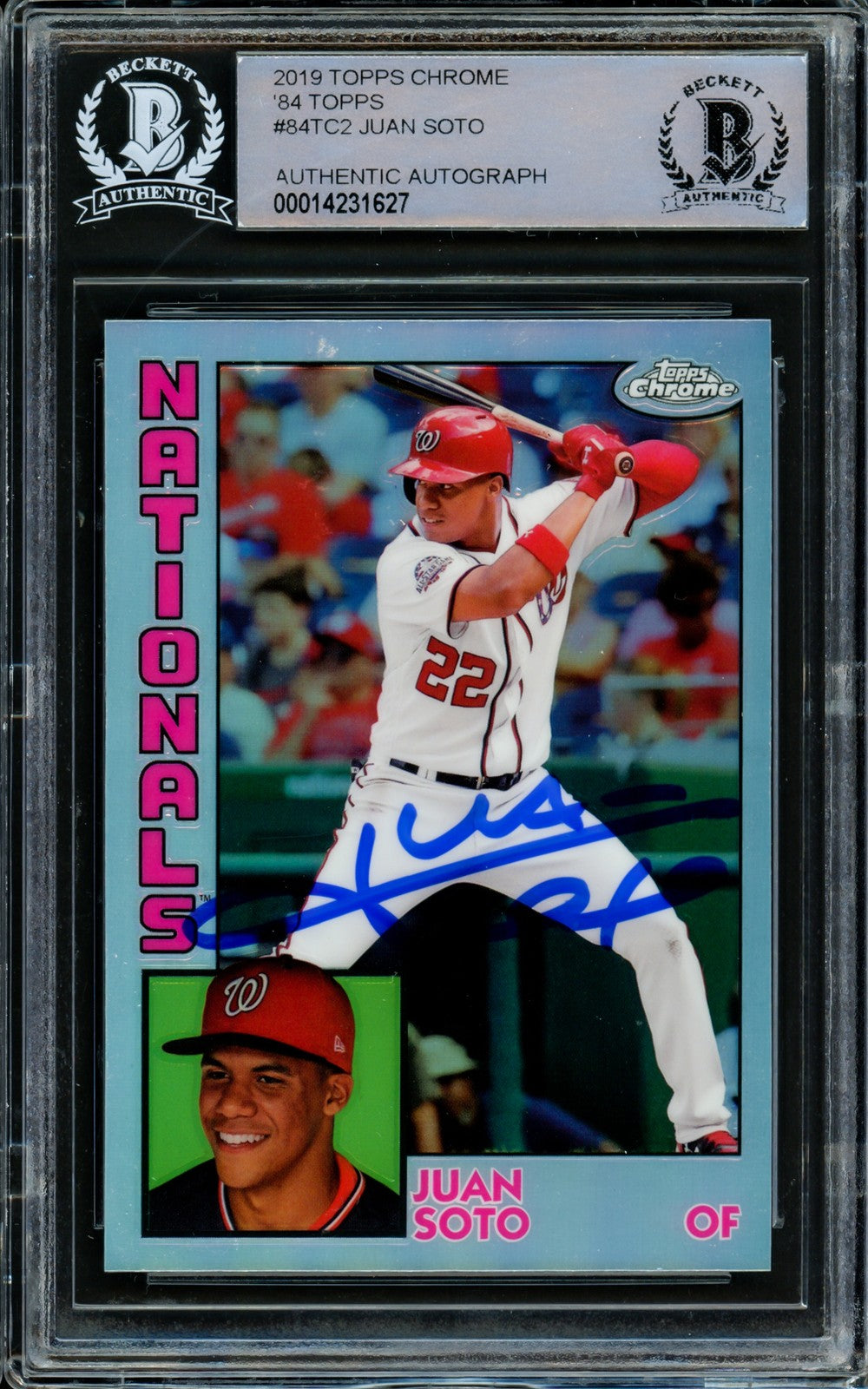 Juan Soto Auto 2019 Topps Chrome Refractor 1984 RC 84TC-2 Mets Beckett #14231627