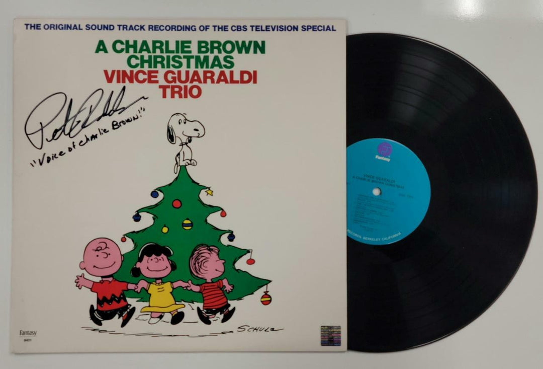 Peter Robbins signed 1988 A Charlie Brown Christmas Album Cover Record Hologram