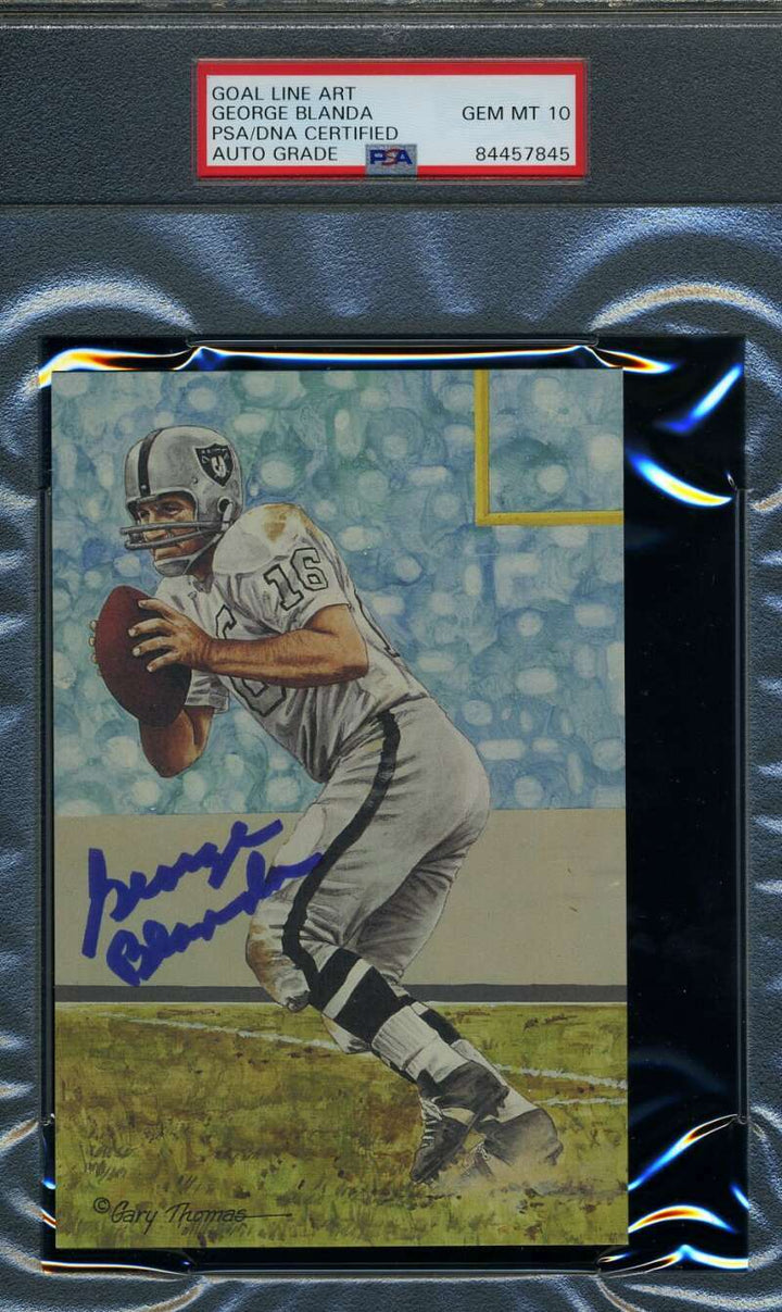 George Blanda Gem Mint 10 PSA DNA Slabbed Signed Goal Line Art Card Autograph GL