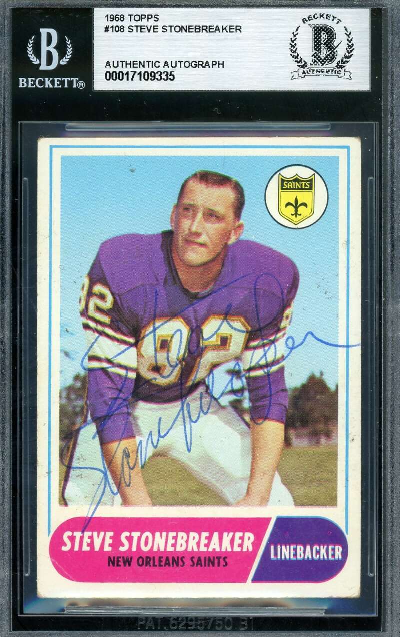 Steve Stonebreaker Beckett BAS Vintage Signed 1968 Topps Rookie Autograph