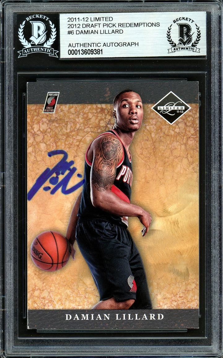 Damian Lillard Signed 2011-12 Panini Limited Draft Pick Redemption RC 6 Beckett