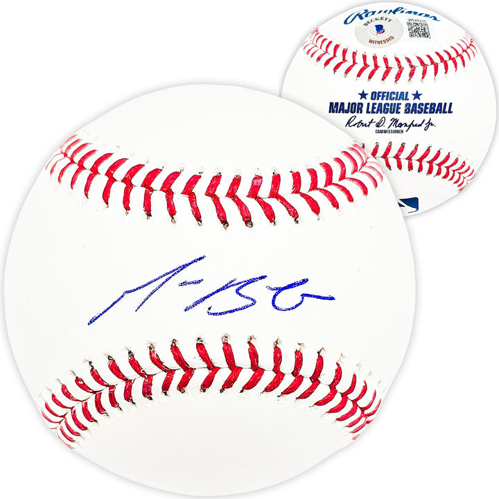 Michael Busch Signed Baseball Chicago Cubs Beckett BAS Witness