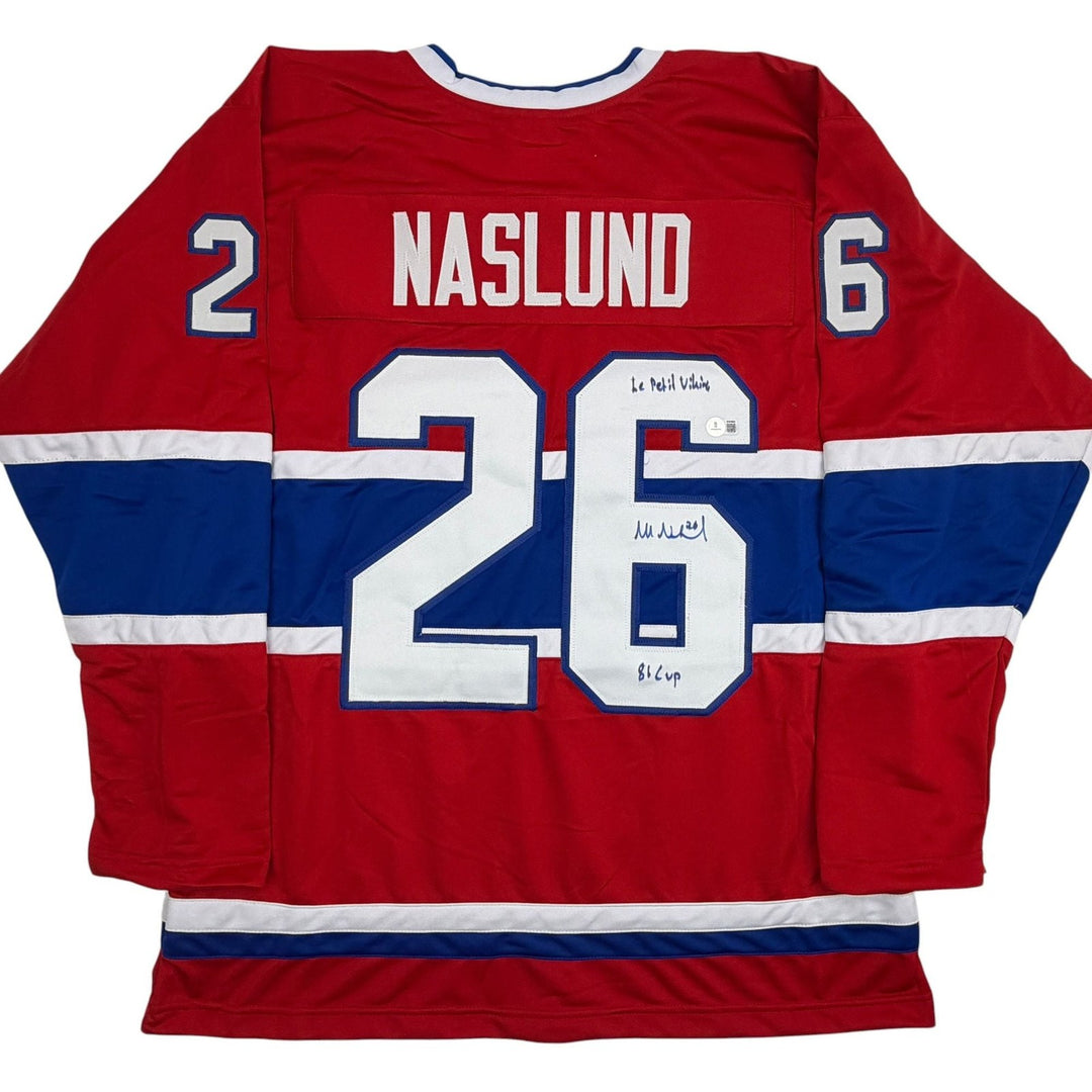 Autographed/Signed Mats Naslund Montreal Red Hockey Jersey Beckett BAS COA