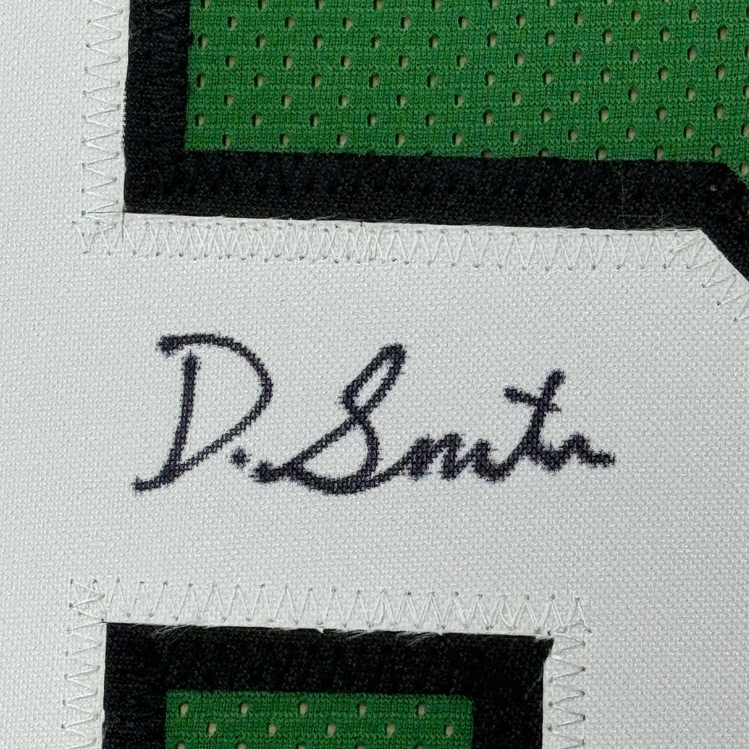 Framed Signed Devonta Smith 35x39 Philadelphia Kelly Green Jersey JSA COA