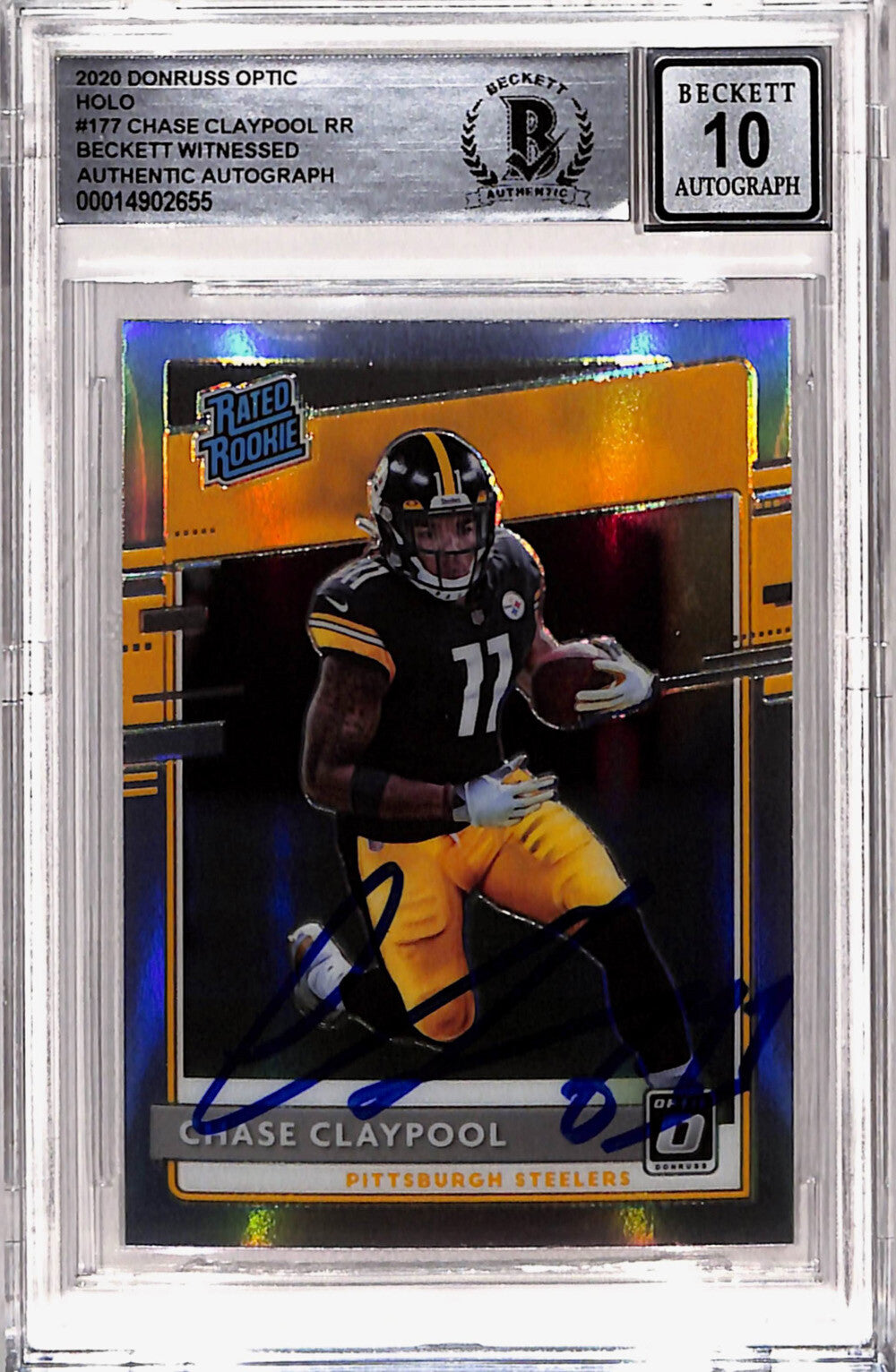Chase Claypool Signed 2020 Donruss Optic #177 Rookie Card Beckett 10 Slab 40771