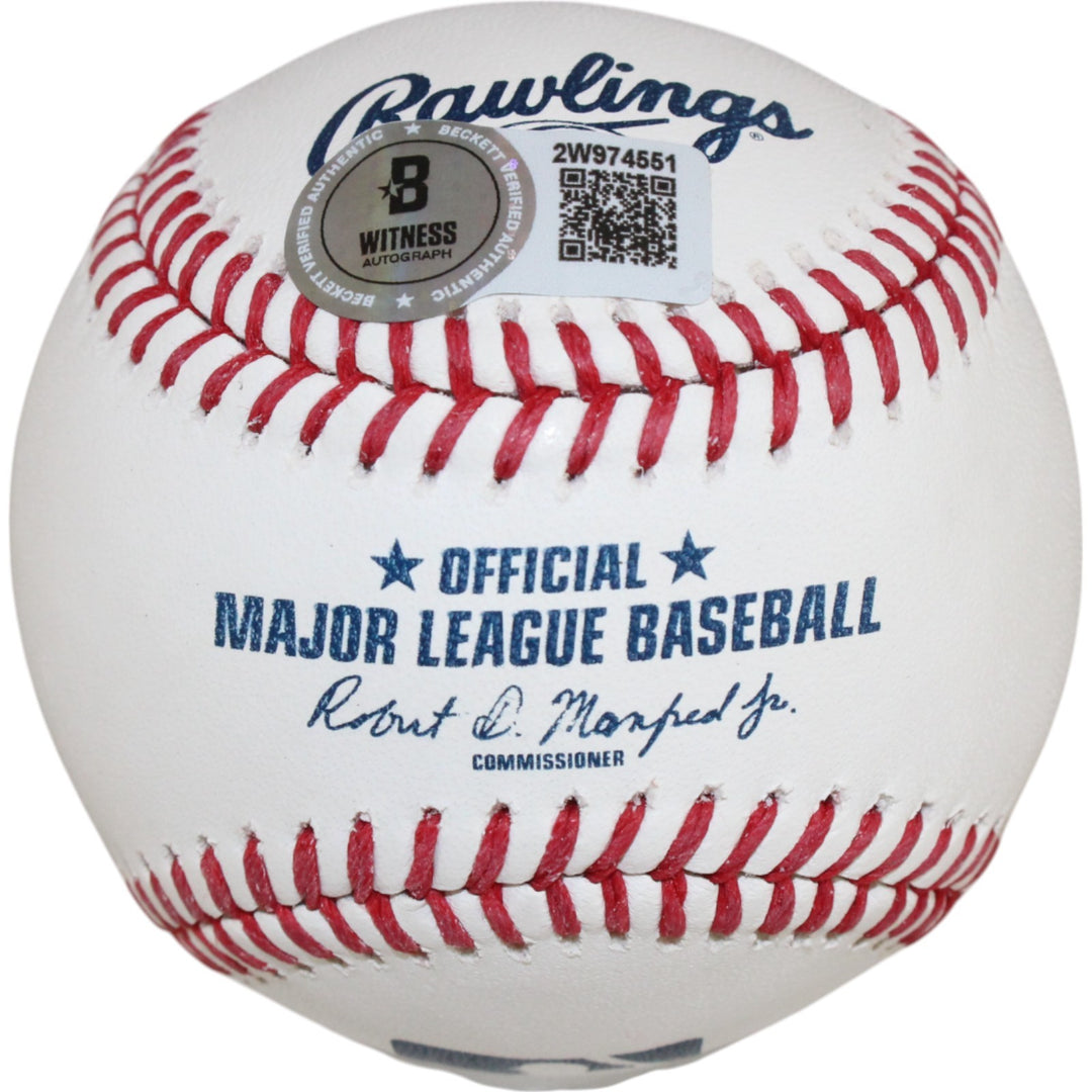 David Ortiz Autographed Boston Red Sox OML Baseball HOF 22 Beckett Witness 50925
