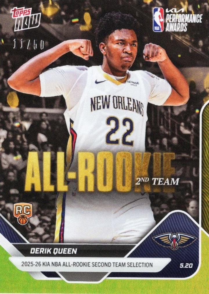 2025 Topps Now Derik Queen #AR08 Gold Foil /50 Rookie RC Basketball Card