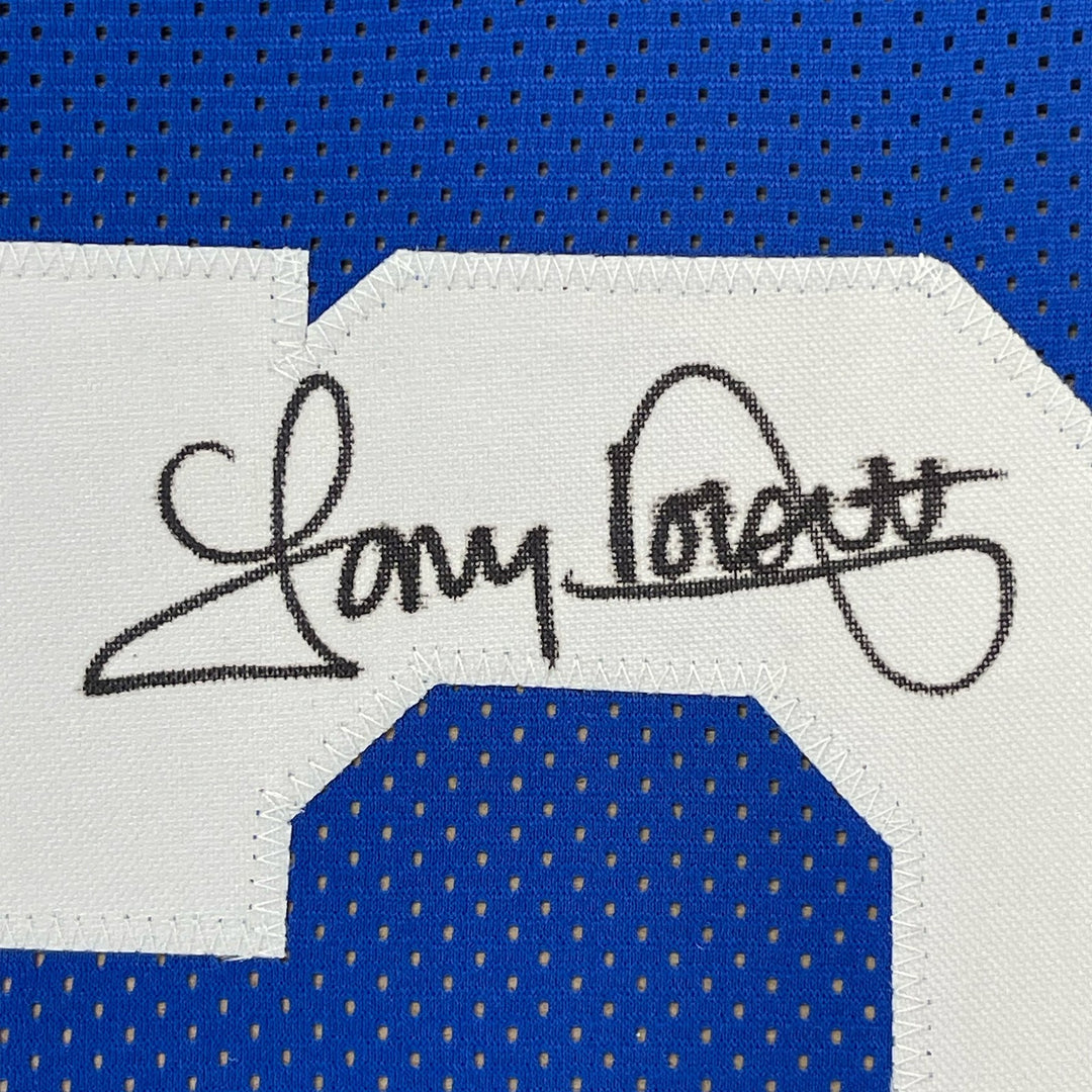 Framed Signed Tony Dorsett 35x39 Dallas Retro Blue Jersey JSA COA
