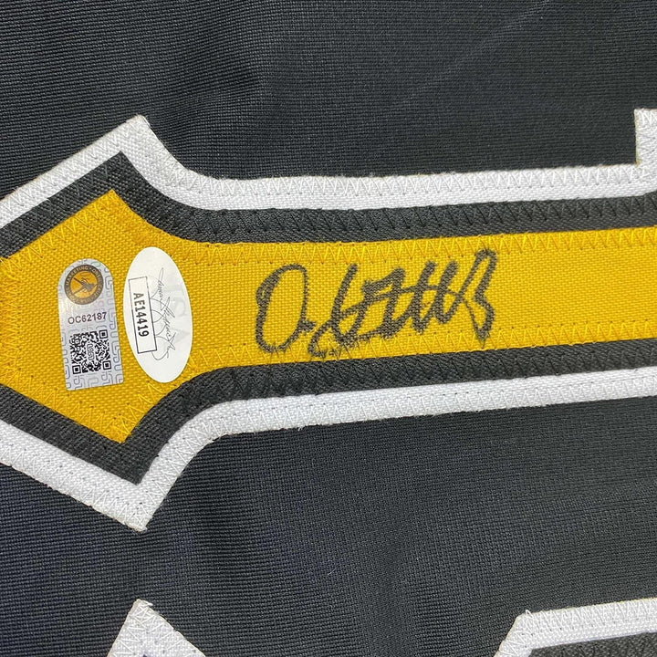 Framed Autographed/Signed Oneil Cruz 35x39 Pittsburgh Black Jersey JSA COA