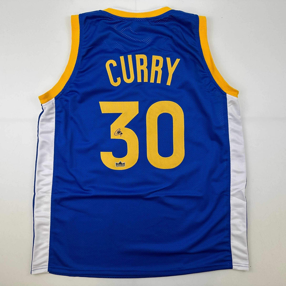 Facsimile Autographed Stephen Steph Curry Golden State Blue Reprint Jersey XL