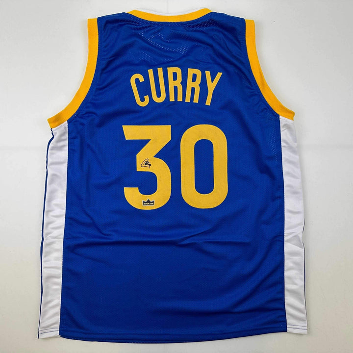 Facsimile Autographed Stephen Steph Curry Golden State Blue Reprint Jersey XL