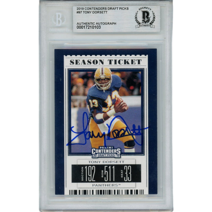 Tony Dorsett Autographed 2019 Contenders Draft 97 Slabbed Trading Card BAS 45887