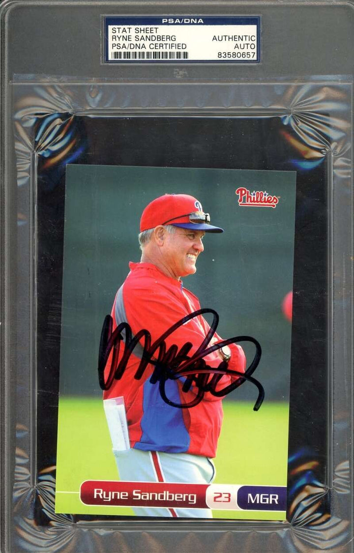 Ryne Sandberg PSA DNA Signed 2014 Phillies Team Issued Photo Autograph