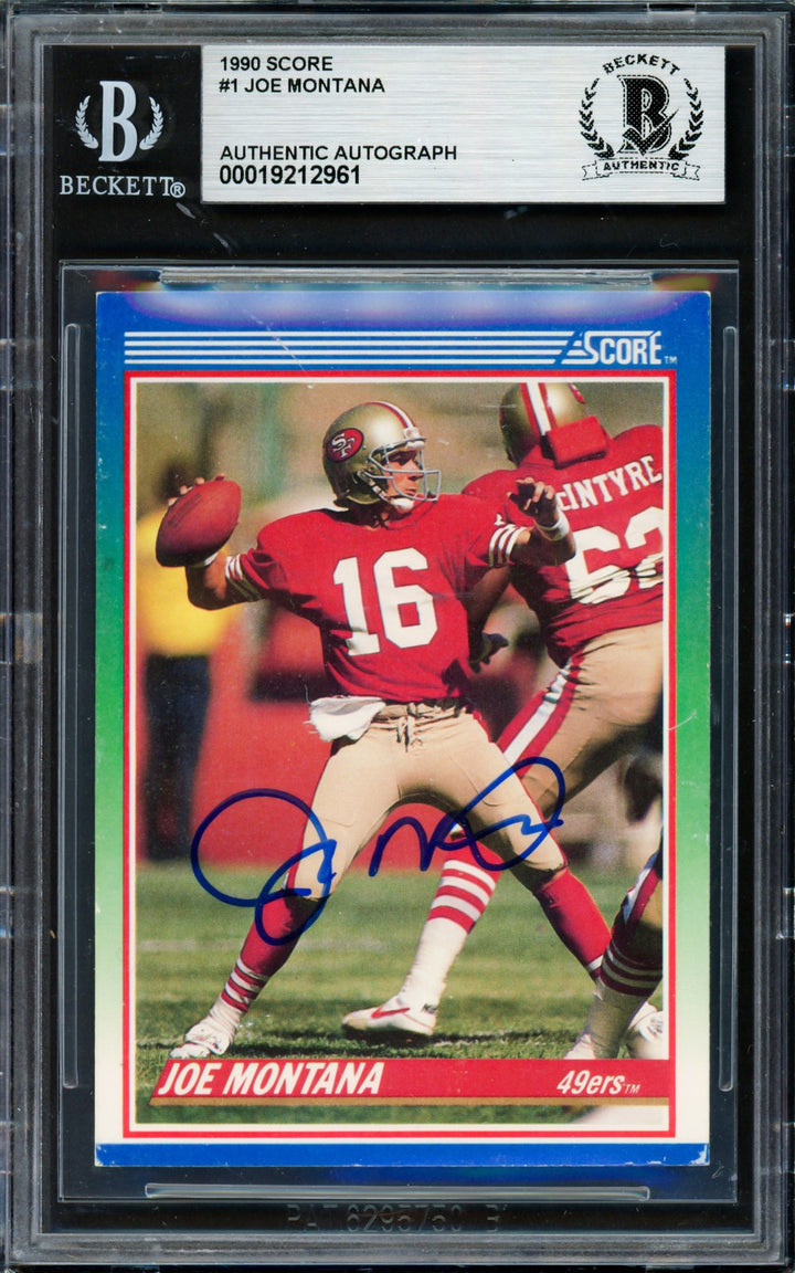 Joe Montana Signed 1990 Score Card 1 San Francisco 49ers Beckett