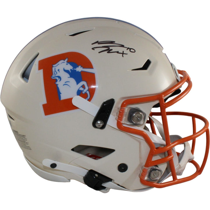 Bo Nix Autographed Denver Broncos SpeedFlex Retro Helmet Beckett Witness 56432