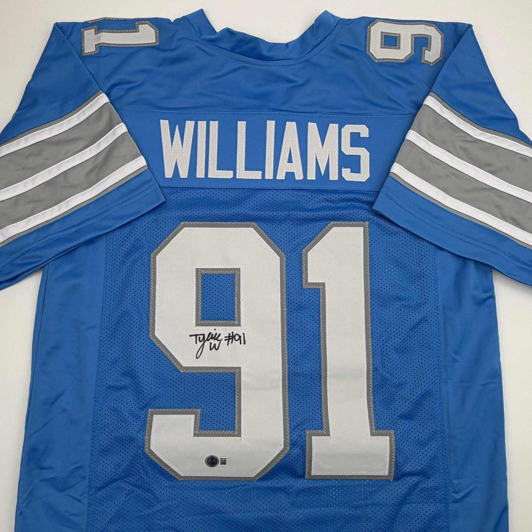 Autographed/Signed Tyleik Williams Detroit Blue Jersey Beckett BAS COA