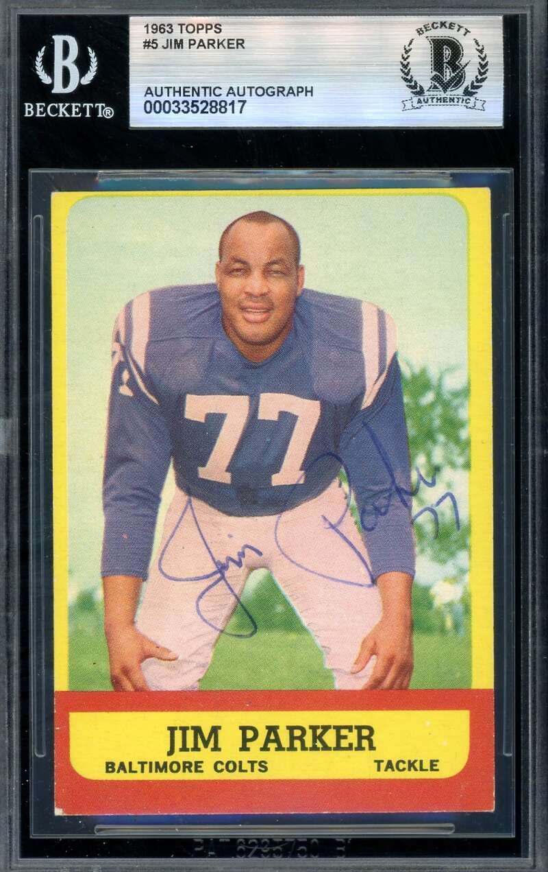 Jim Parker Beckett BAS Vintage Signed 1963 Topps Autograph Colts