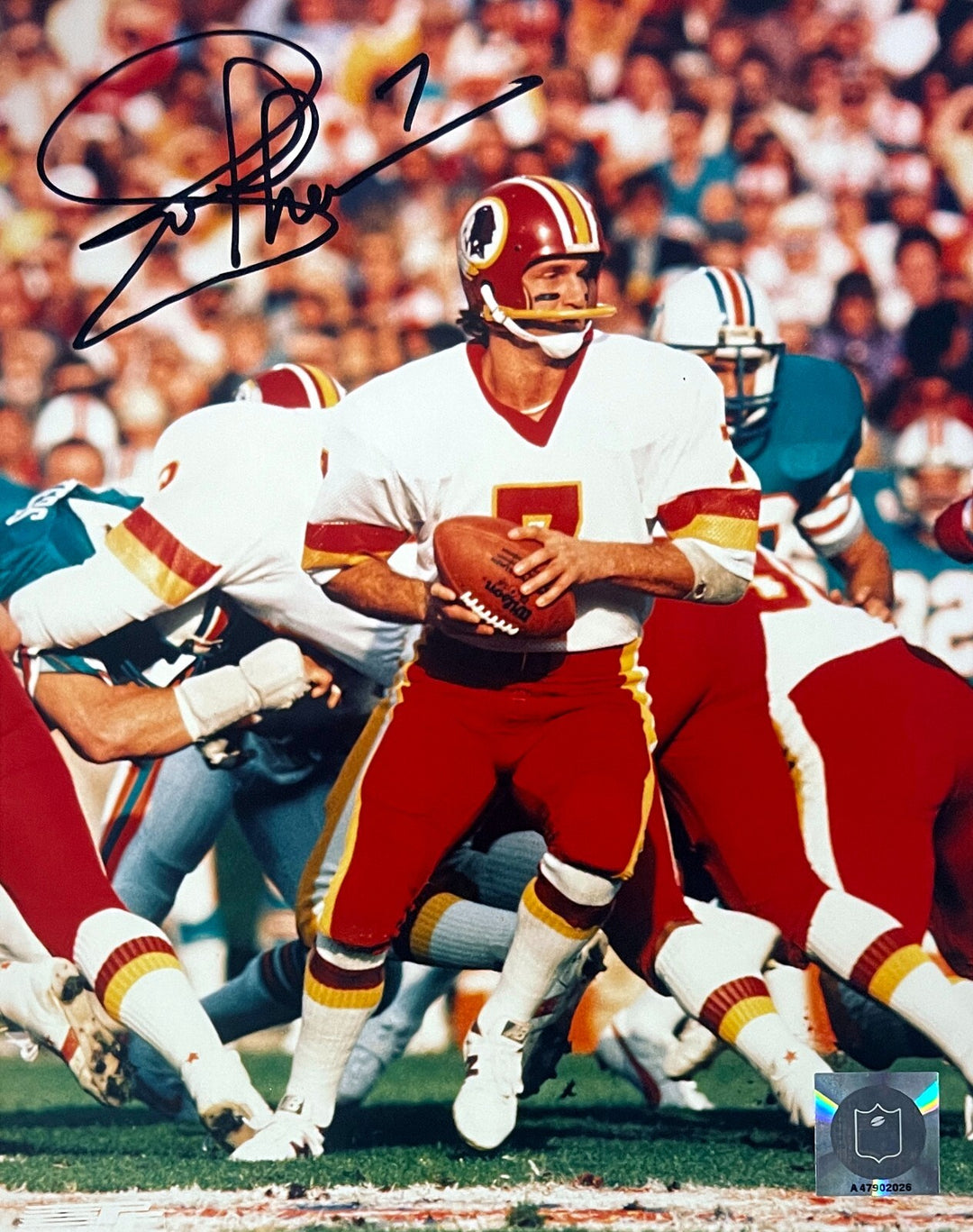 Joe Theismann signed Washington 8x10 Photo #7- Tuff Stuff COA/Ticket