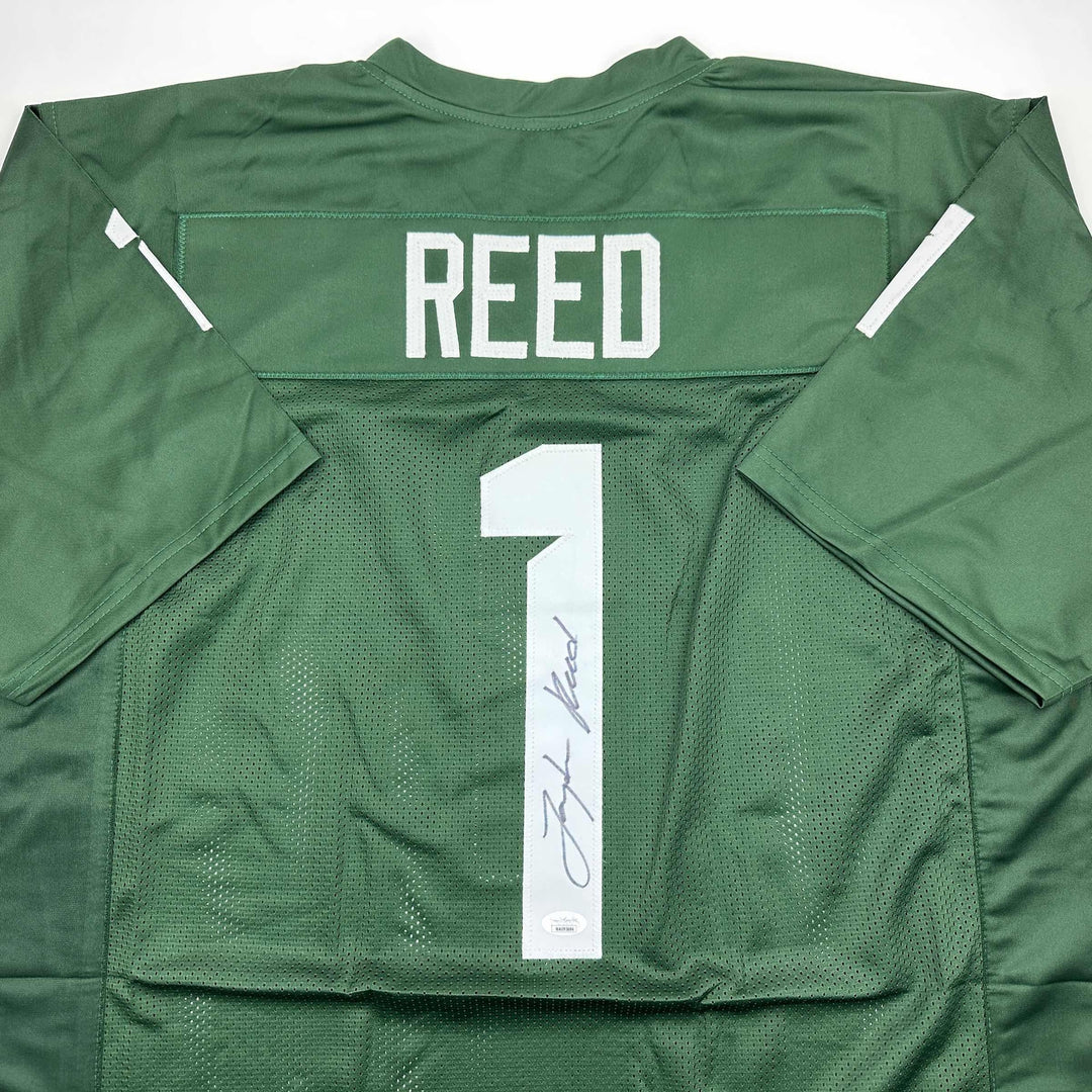Autographed/Signed Jayden Reed Michigan State Green College Jersey JSA COA