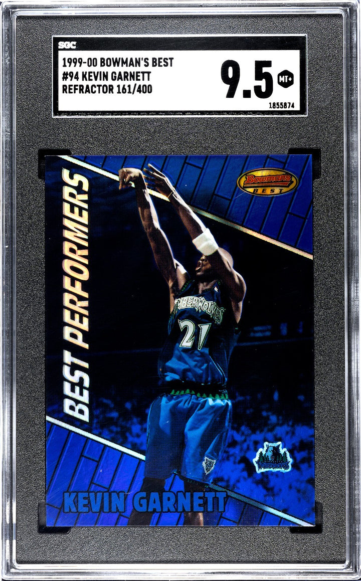Kevin Garnett 1999-00 Bowman's Best Refractor Card #94 /400-SGC Graded 9.5 Mint+