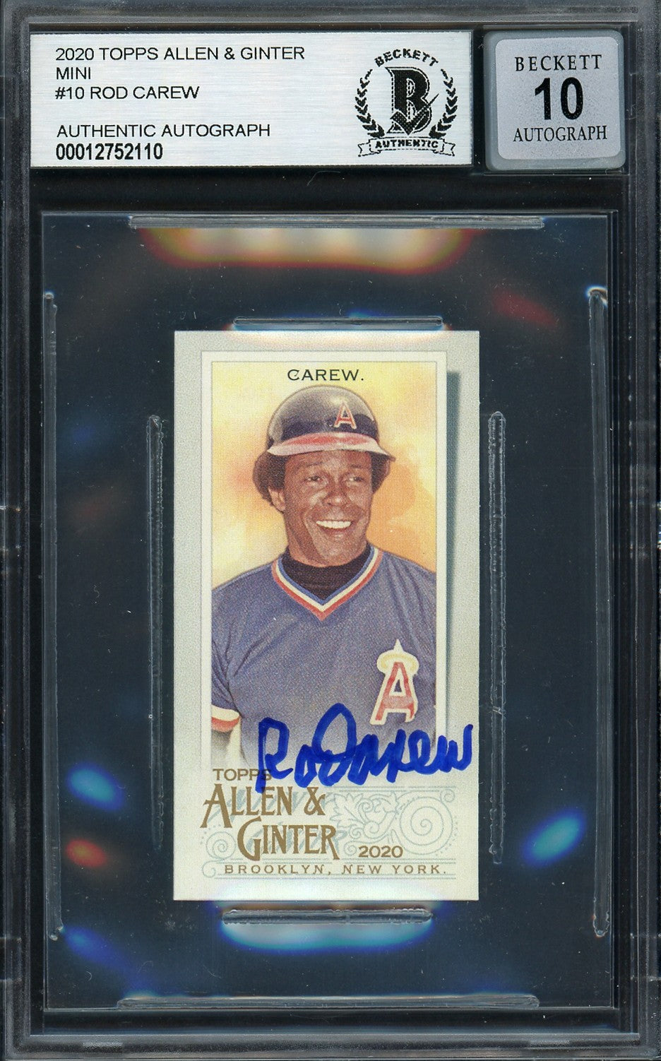 Rod Carew Signed 2020 Topps Allen & Ginter Mini Card 10 Angels Sig 10 Beckett