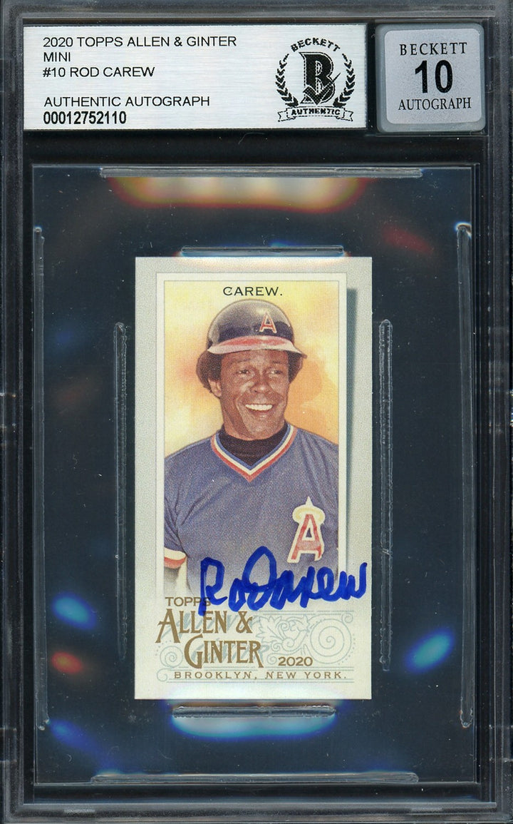 Rod Carew Signed 2020 Topps Allen & Ginter Mini Card 10 Angels Sig 10 Beckett