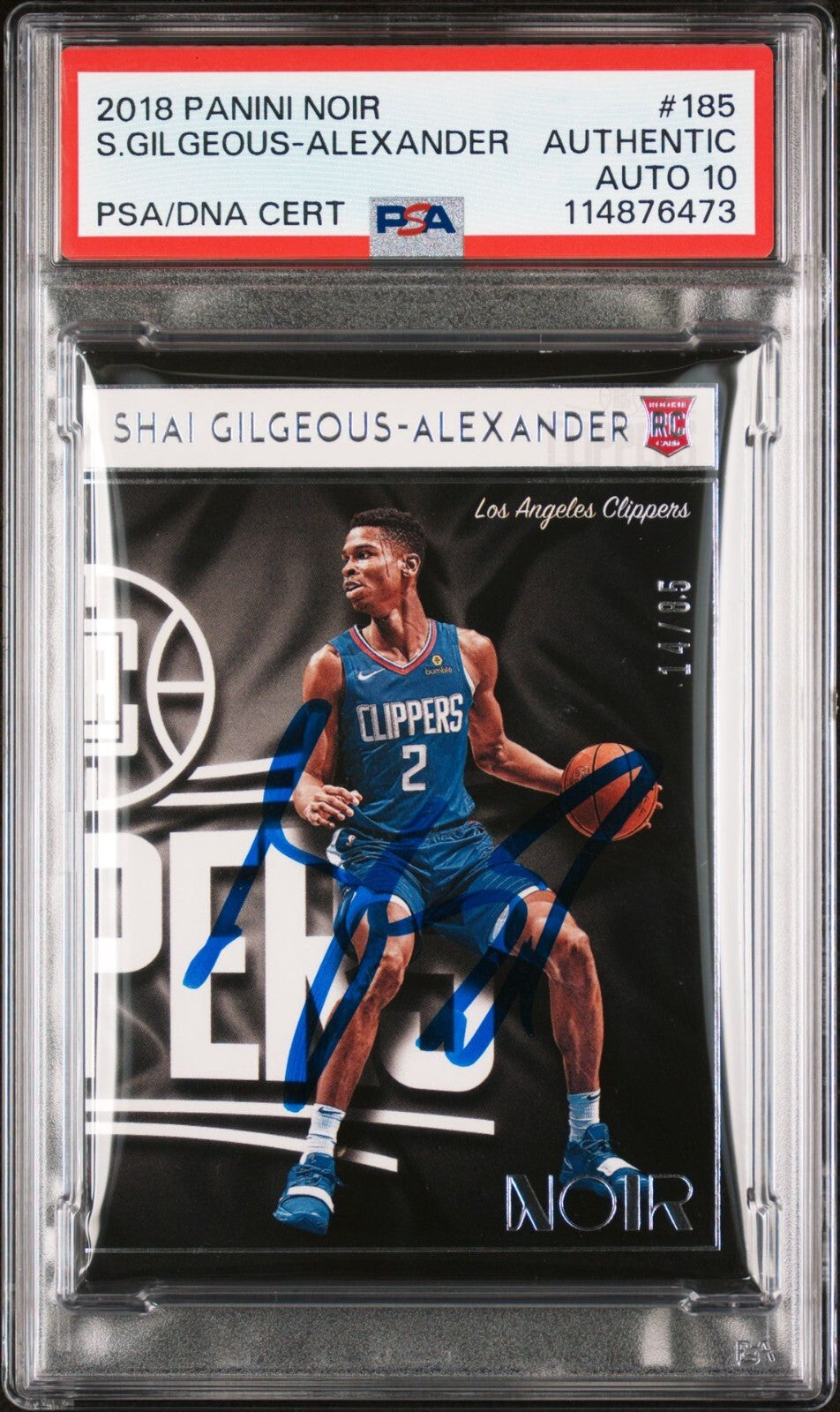 SHAI GILGEOUS-ALEXANDER SIGNED 2018 PANINI NOIR ROOKIE AUTO RC THUNDER SET PSA