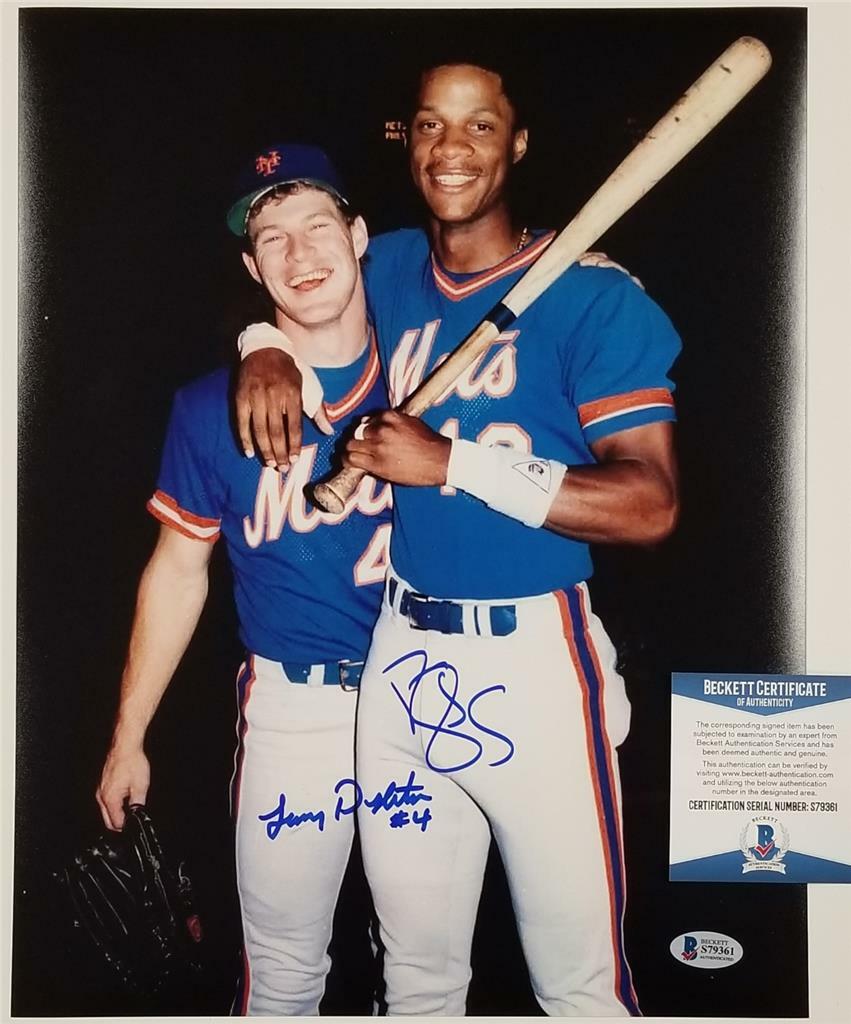 Darryl Strawberry & Lenny Dykstra signed 11x14 Photo Mets ~ Beckett BAS COA